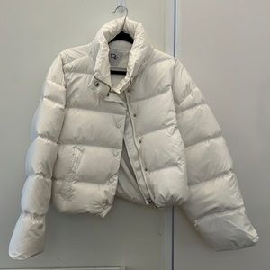 White Cropped Goosedown Padded Jacket